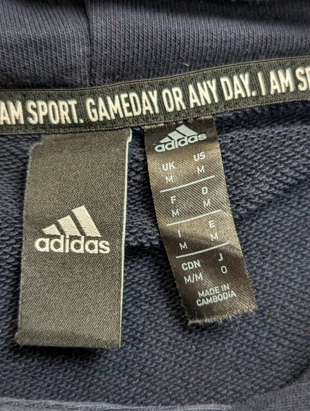 ➜ Sweat à Capuche Adidas - Grand Logo Blanc - Marine - Taille M