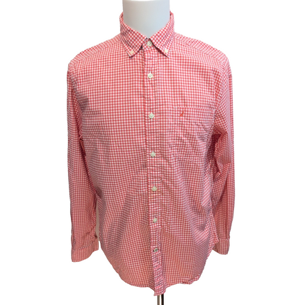 Chemise Nautica M Classic Fit Made in Mauritius Rouge a carreaux Manches Longues