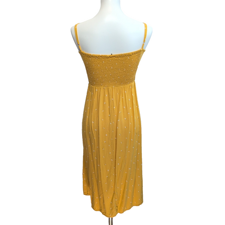Robe d'été Jaune Moutarde XS/S Viscose Bretelles Réglables Boutonnée