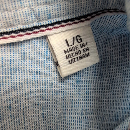 Chemise Weatherproof 55% Lin 45% coton Bleu Clair Manches Courtes Taille L