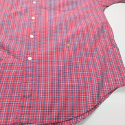 Chemise Nautica vintage manches courtes petits carreaux rose et bleu poche XL