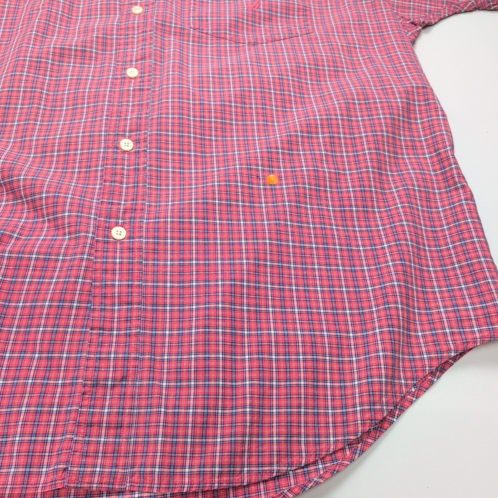 Chemise Nautica vintage manches courtes petits carreaux rose et bleu poche XL