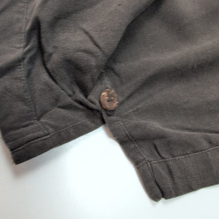 Chemise Hawaïenne Island Shores L 100% Soie Marron Cuba Panama manches courtes