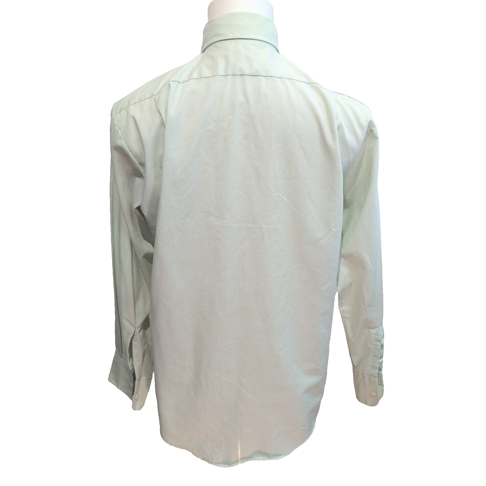 Chemise Montgomery Ward M/L Vert Pastel Col Pointe Made in Korea Vintage
