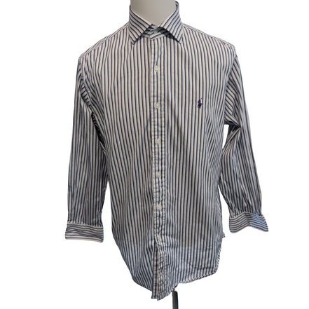 Chemise Polo Ralph Lauren L/XL Regent Custom Fit Rayures Logo Violet