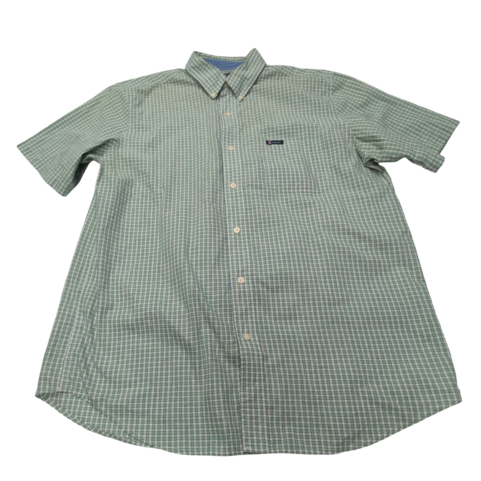 Chemise CHAPS verte à carreaux manches courtes taille L #143e