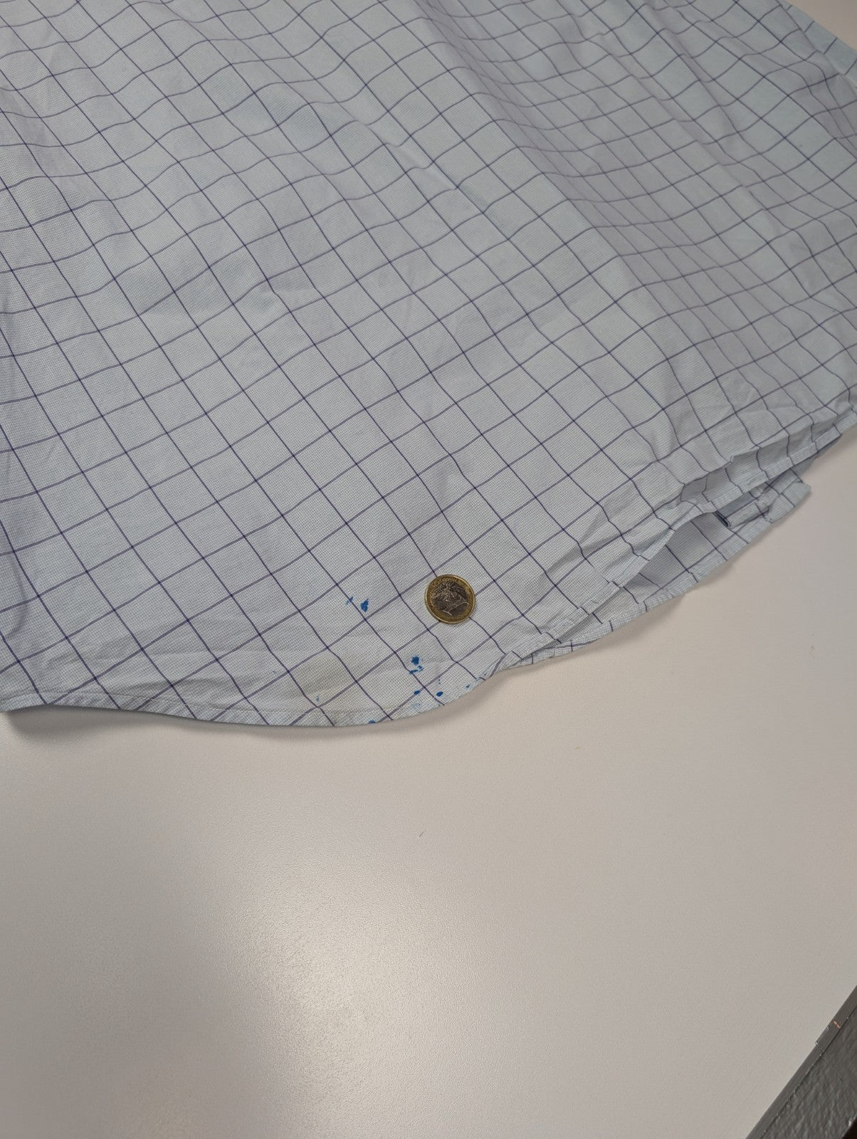 Chemise Polo Ralph Lauren Shirt XXL Carreaux Bleu Clair Blanc Col Classique