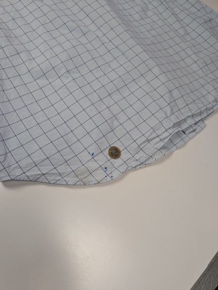 Chemise Polo Ralph Lauren Shirt XXL Carreaux Bleu Clair Blanc Col Classique