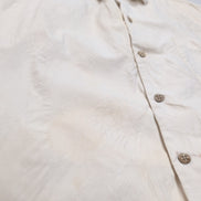 Chemise Hawaïenne Tommy Bahama XL 100% Soie Blanche Palmiers Boutons Bois