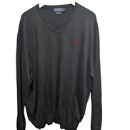 Pull Polo Ralph Lauren noir col V logo rouge Pima Cotton taille XXL