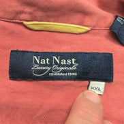 Chemise Hawaïenne Nat Nast XXL 100% Soie Rouge Grise Manches courtes