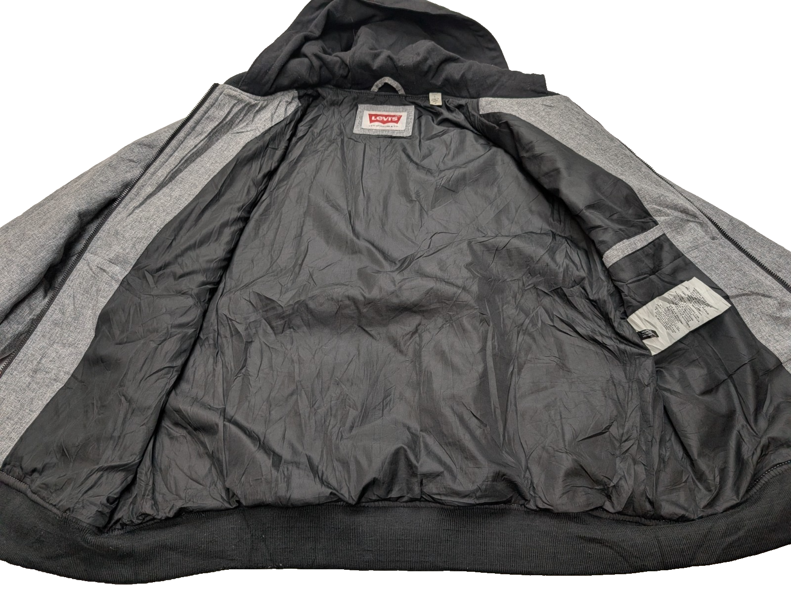 Veste Levi's Grise Matelassée Capuche Noire Homme Taille L