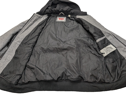Veste Levi's Grise Matelassée Capuche Noire Homme Taille L