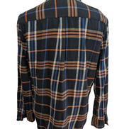 CHAPS Flanelle Marine Marron M Logo Cuir EE VINTAGE 100% Coton | 315S