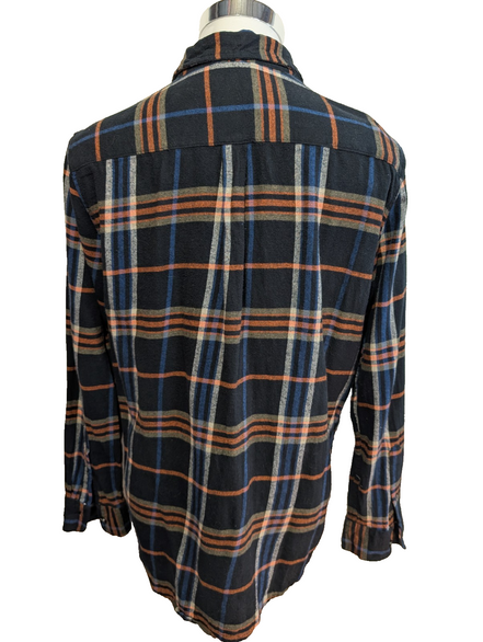 CHAPS Flanelle Marine Marron M Logo Cuir EE VINTAGE 100% Coton | 315S