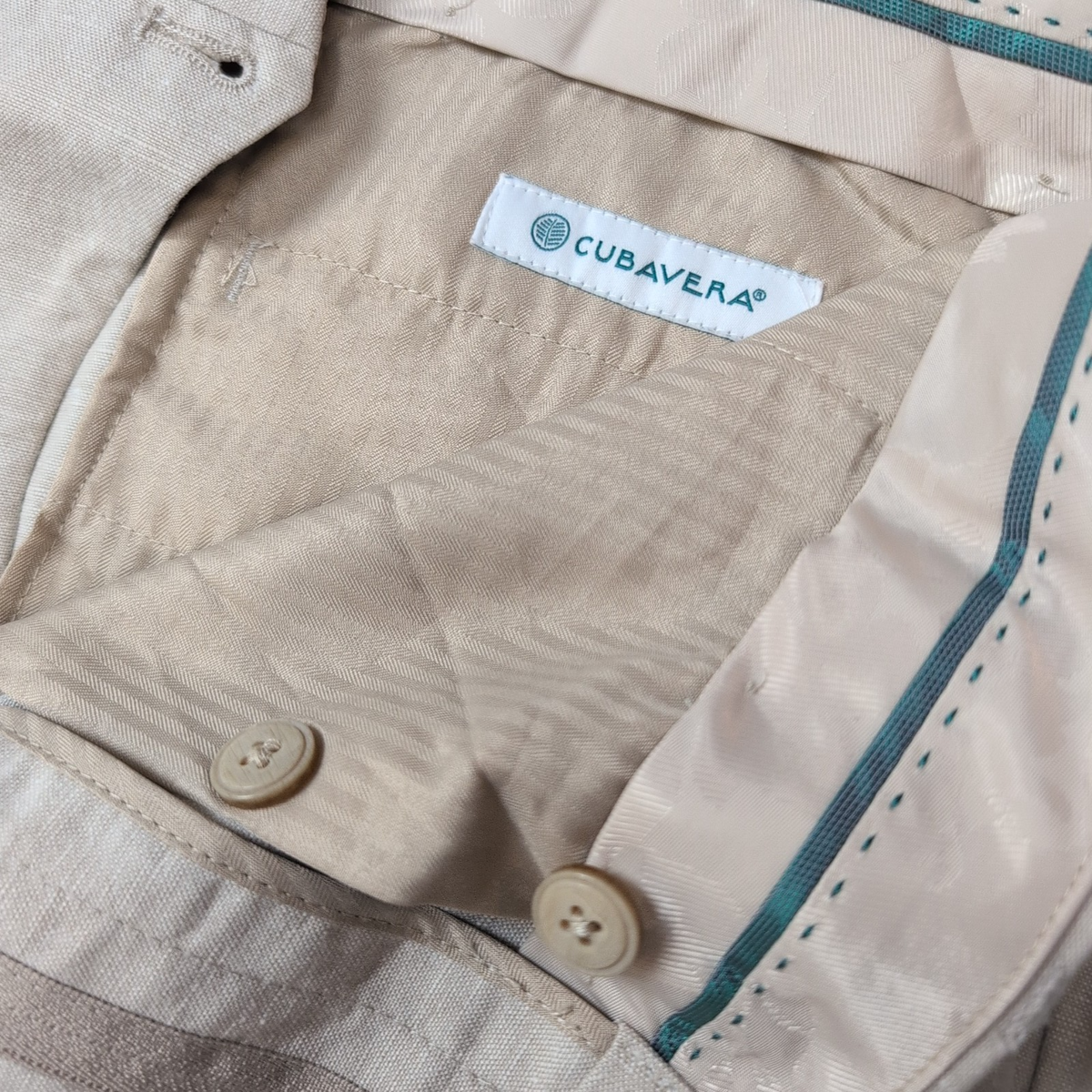 Pantalon Cuba Vera Lin Mélangé Crème Chino Taille W36 L32