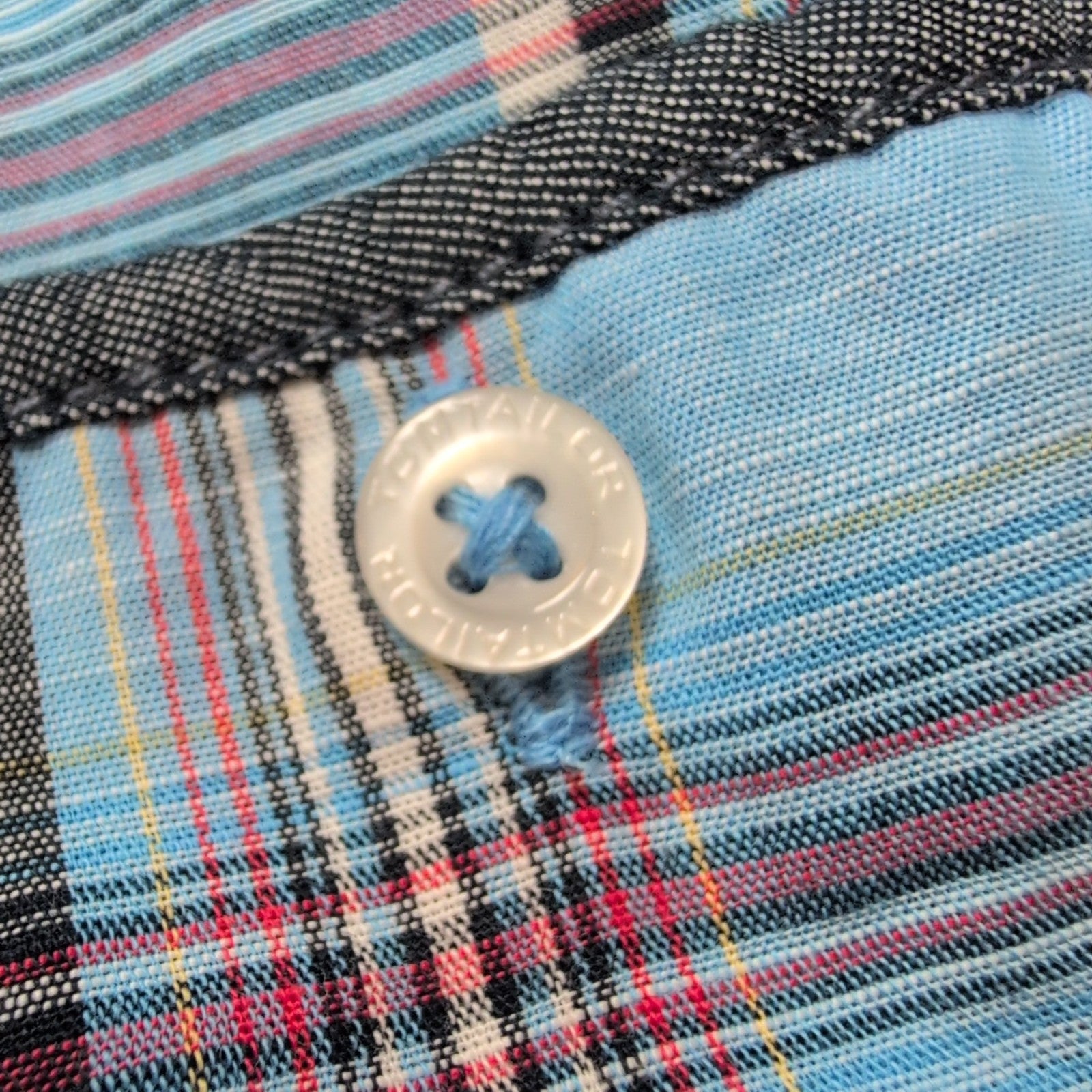Chemise Tom Taylor carreaux bleu rouge poche manches courtes XXL