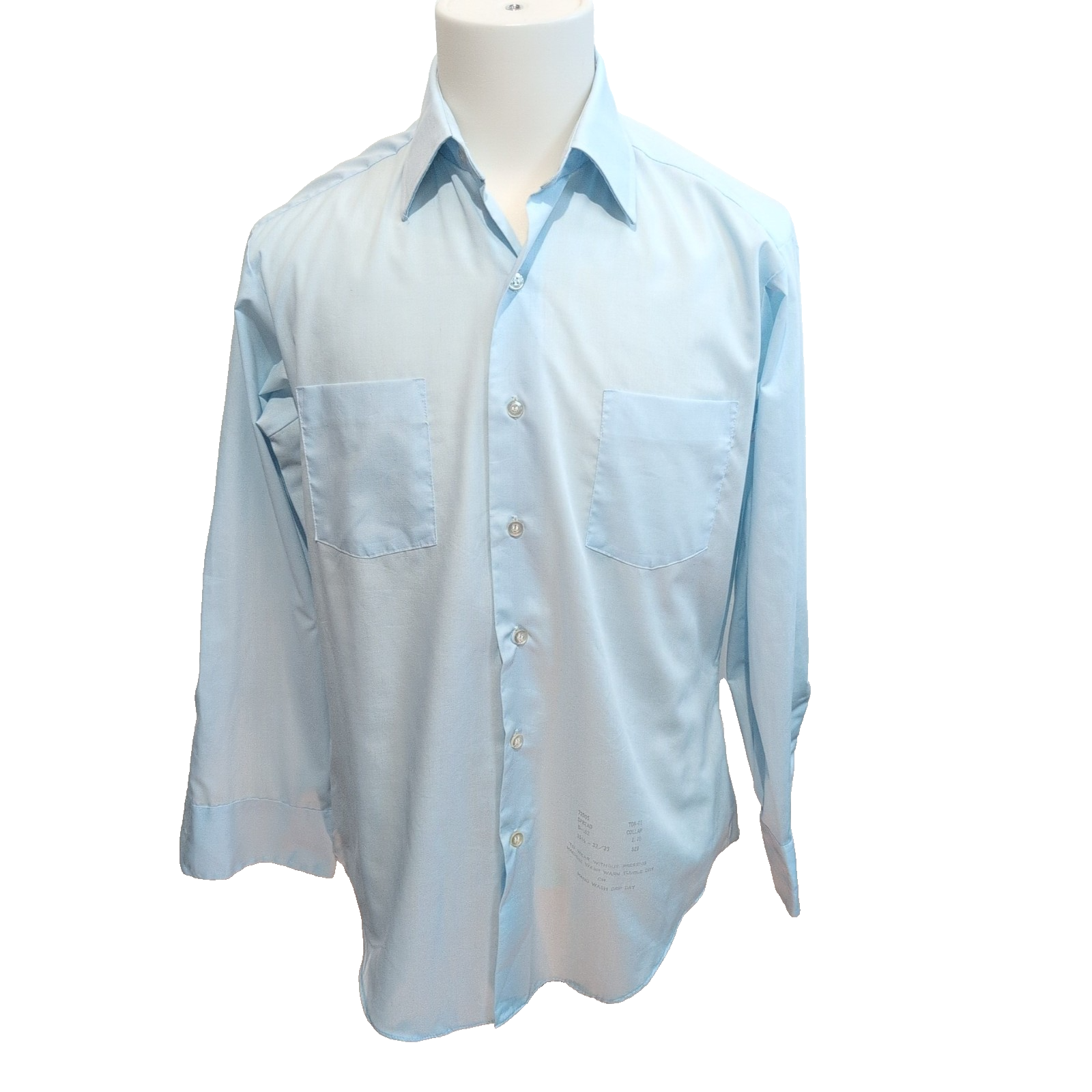 Chemise SEARS Permanent Press Vintage 70s Bleu USA Col Pointe M/L