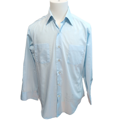 Chemise SEARS Permanent Press Vintage 70s Bleu USA Col Pointe M/L