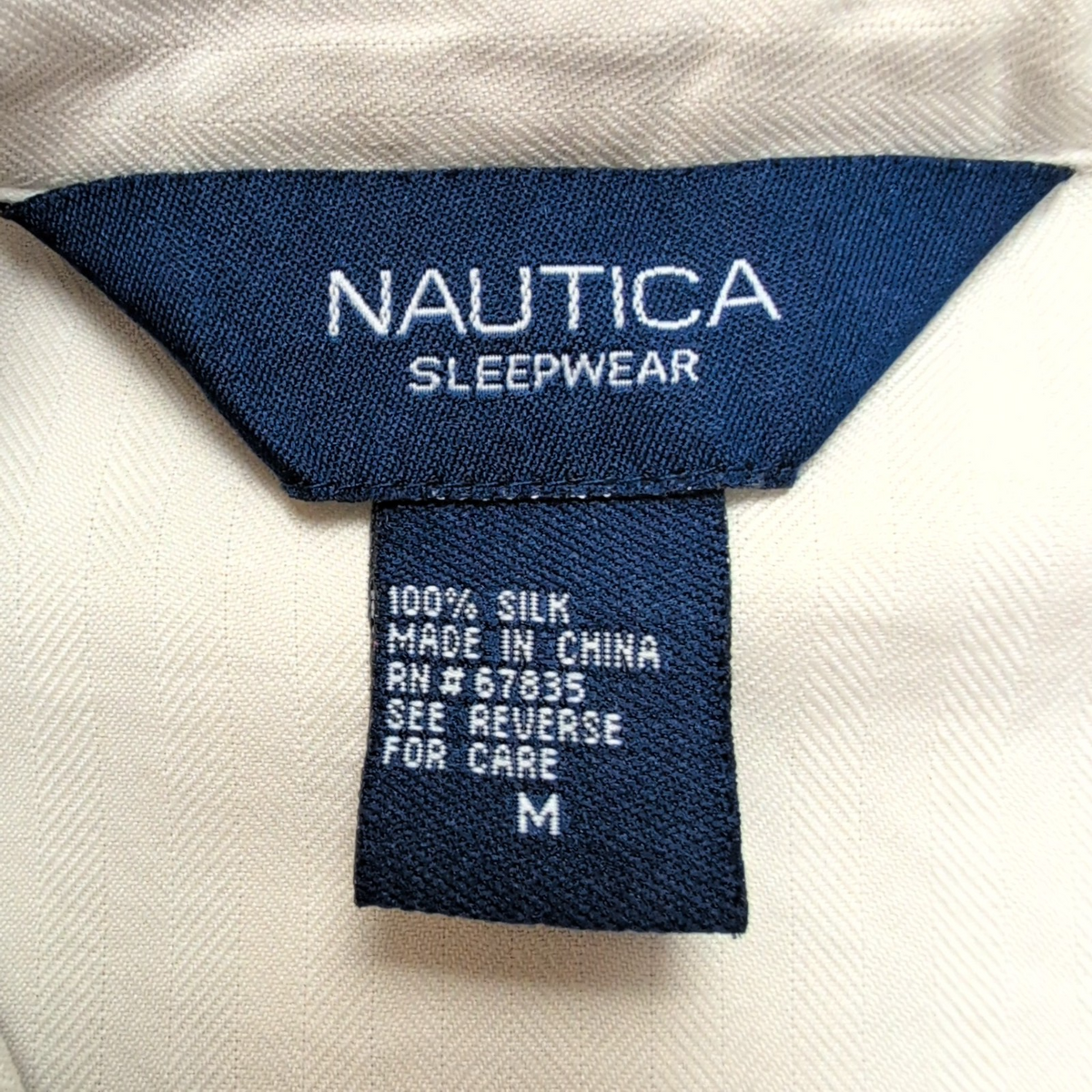 Chemise Nautica M Crème Blanc Cassé 100% Soie Manches Courtes