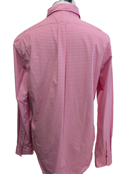 Chemise Polo Ralph Lauren Shirt M L Classic Fit Vichy Rose Stretch Button Down