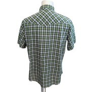 Chemise Wrangler Western L Vert Carreaux Pression Manches Courtes