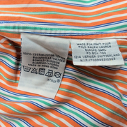 Chemise Ralph Lauren XL Rayures Orange Bleu Vert Logo Bleu Coton