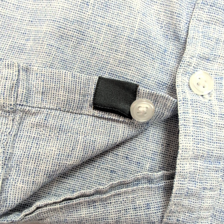 Chemise Flax Yarn M Bleu Chiné 100% Lin Col Mao Slim Fit manches courtes