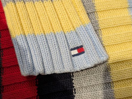 Pull TOMMY HILFIGER Femme Col Montant Maille Côtelée Multicouleurs Taille M