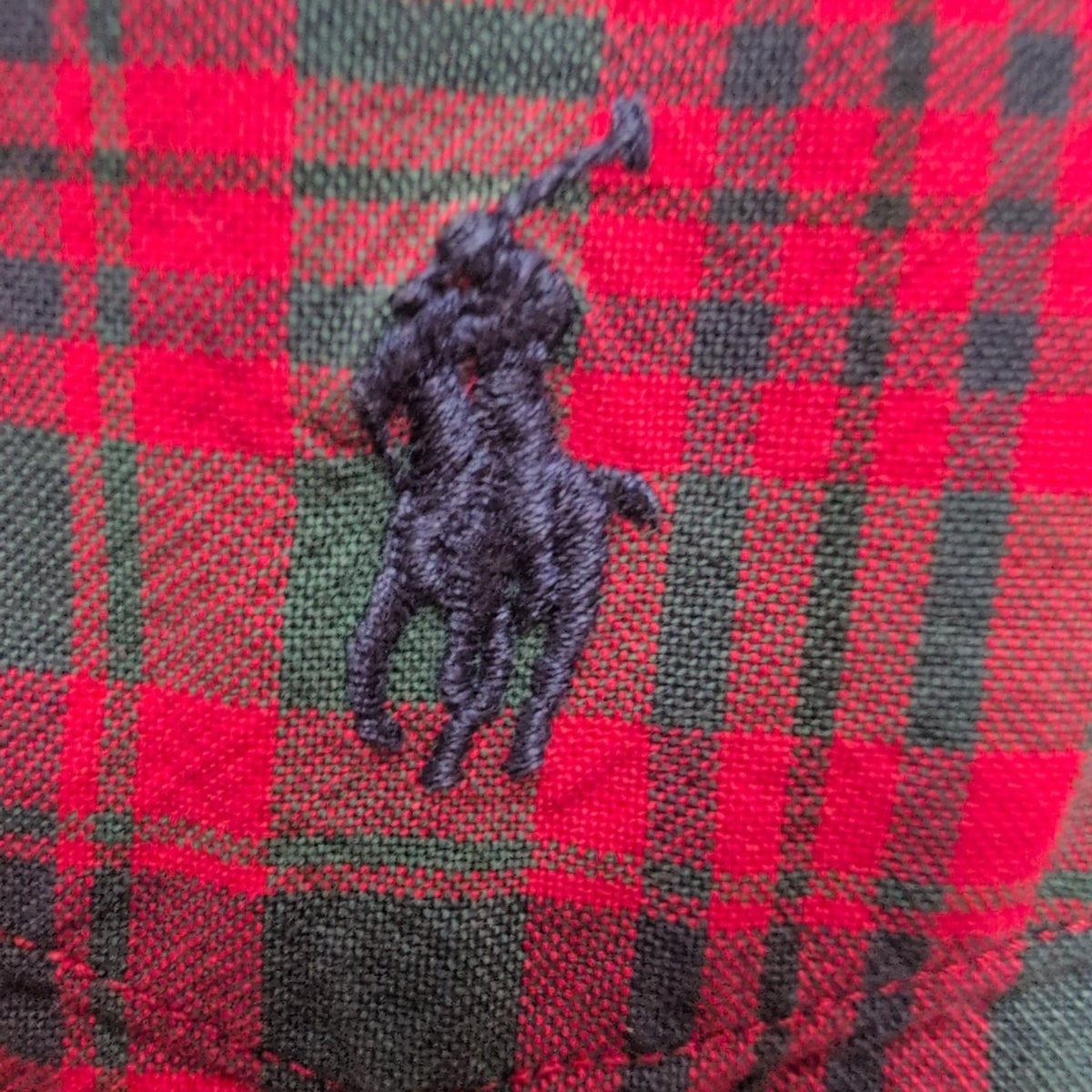 Chemise Ralph Lauren Big Shirt XL carreaux rouge noir logo marine manches longue