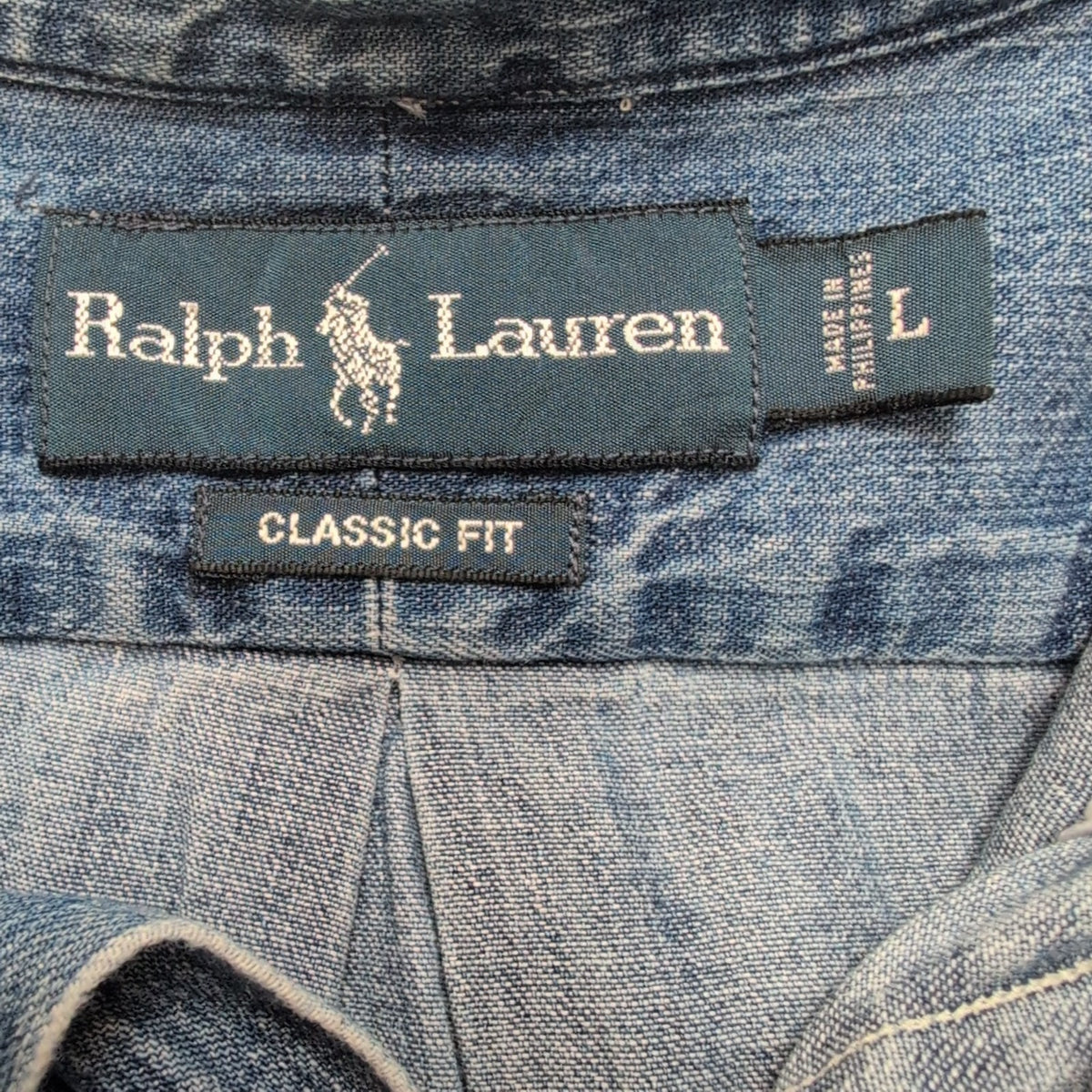 Chemise Ralph Lauren Classic Fit L Jean Bleu Manches Courtes