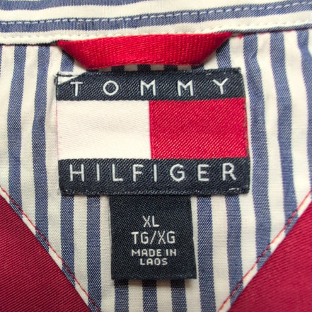 Chemise Tommy Hilfiger Rouge XLTG Made in Laos Logo Brodé Coton Poche