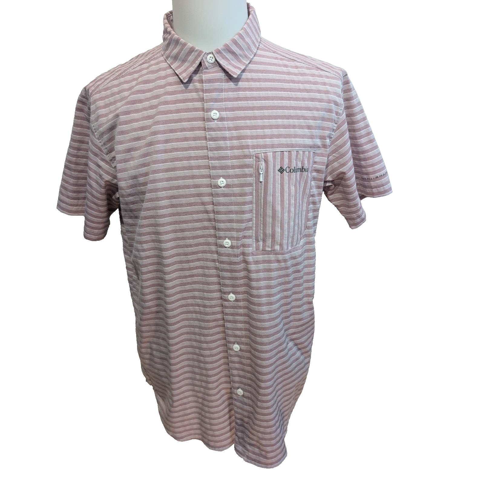 Chemise Columbia Omni Shade M bordeaux rayures manches courtes UV