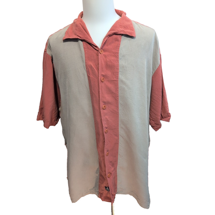 Chemise Hawaïenne Nat Nast XXL 100% Soie Rouge Grise Manches courtes