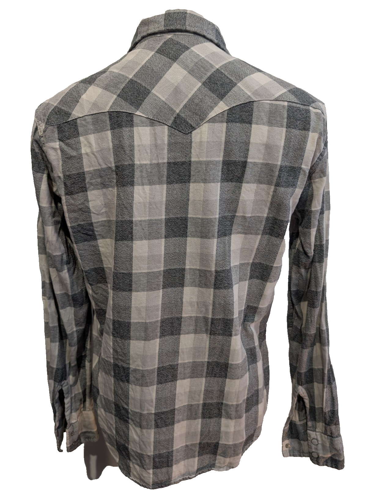 Chemise LEVI'S Western Flanelle à Carreaux Gris et Blanc Manches Longues T.M