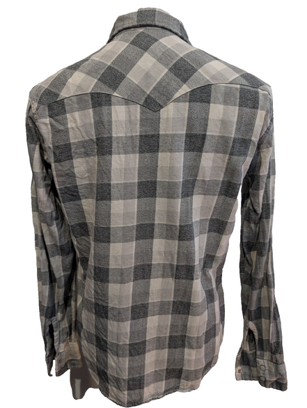Chemise LEVI'S Western Flanelle à Carreaux Gris et Blanc Manches Longues T.M