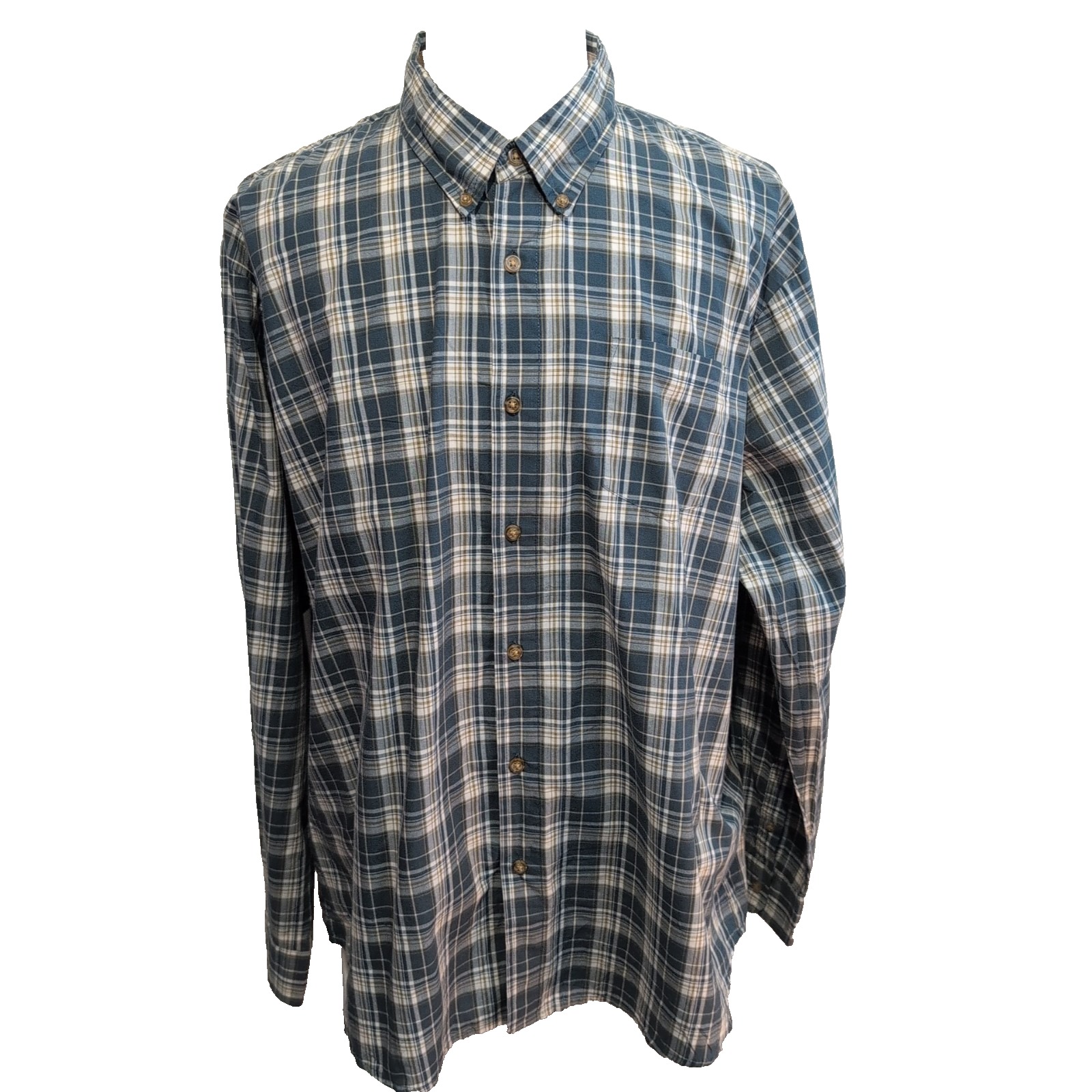 Chemise Wrangler Wrinkle Resist Manches Longues à Carreaux Vert et Kaki T. 2XL