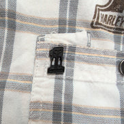Chemise Harley Davidson L Carreaux Gris Blanc Tête de Mort manches courtes