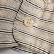 Chemise Nautica Made in USA LG Marron Rayures Col Mao 100% Coton