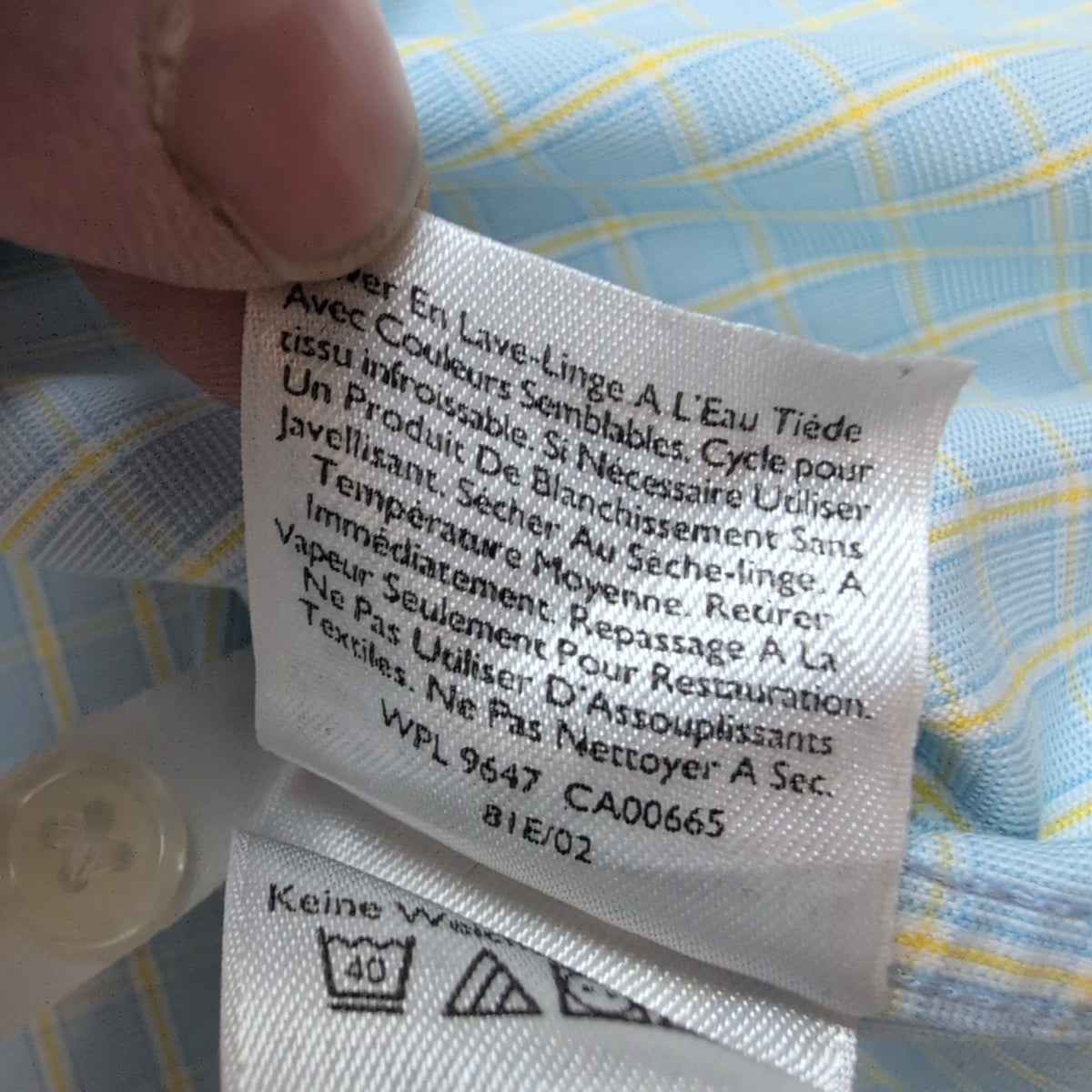 Chemise Eddie Bauer L USA Bleu Jaune Carreaux 100% Coton Manches Longues