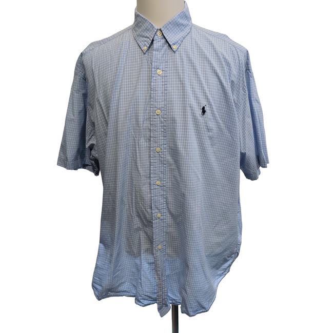 Chemise Ralph Lauren Blake XXL Bleu Ciel Carreaux Button Down Manches courtes