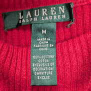 Pull LAUREN RALPH LAUREN Rouge Rayé Noir Manches Longues Col Roulé - Taille M