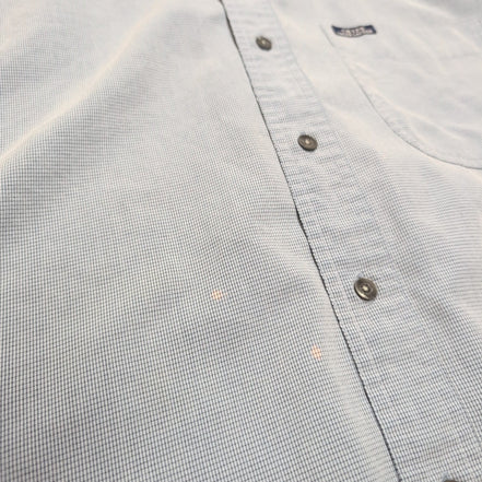 Chemise Chaps Ralph Lauren L Bleu Clair Carreaux Logo Rayonne Manches Courtes