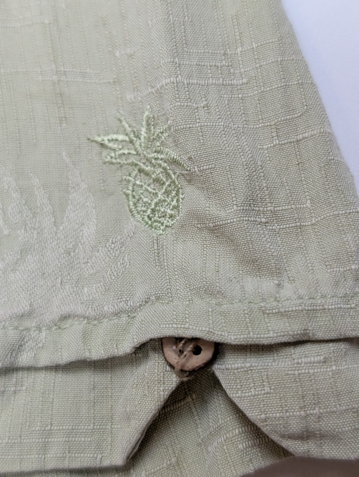Chemise Hawaïenne Cubavera Soie & Coton Vert Pâle Palmiers - Taille S