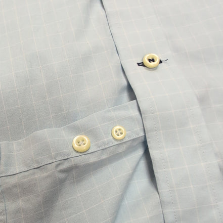 Chemise Nautica S Bleu Clair Carreaux Coton Logo Brodé manches courtes