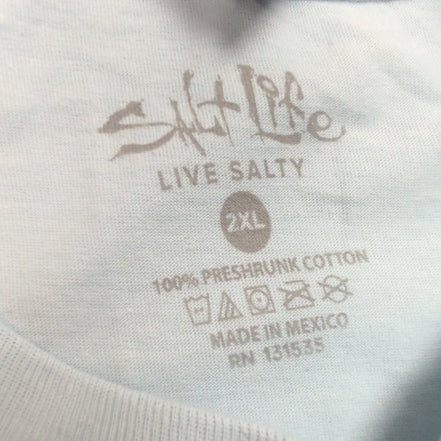 T-shirt Salt Life Manches Longues 2XL Bleu Clair Coton Neuf avec Étiquette