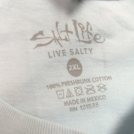 T-shirt Salt Life Manches Longues 2XL Bleu Clair Coton Neuf avec Étiquette