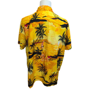 Chemise Hawaïenne Polyester Jaune Orange Motif Bateaux XL