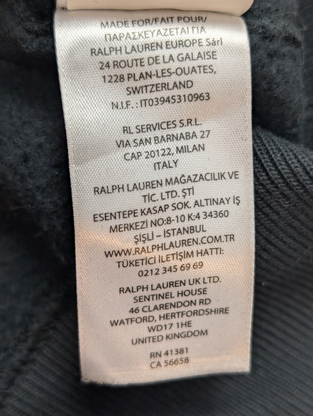 Polo Ralph Lauren Pull Hoodie Sweatshirt Capuche Coton Noir S Logo Blanc