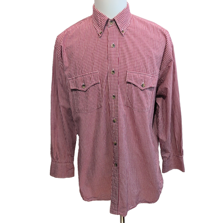 Chemise Pendleton L Western Rouge Carreaux 100% Coton 2 Poches manches longues